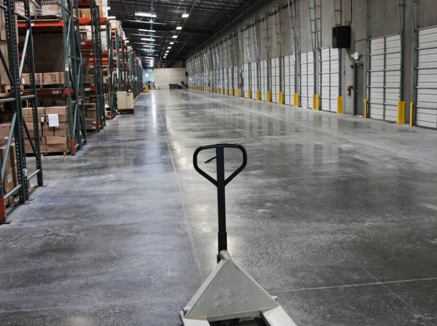 Pallet truck in warehouse